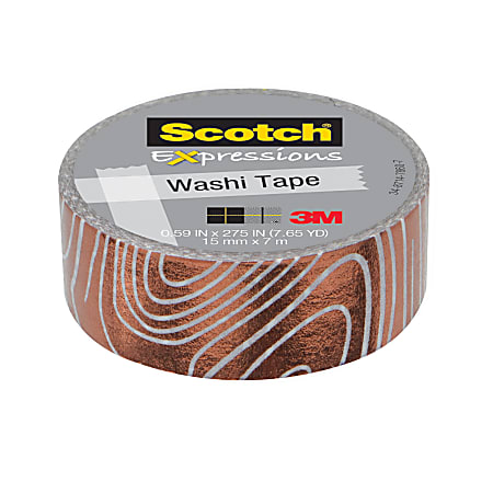 Scotch® Expressions Washi Tape, 3/5" x 275", White/Copper