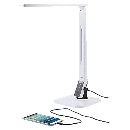 Lorell® LED Smart USB Desk Lamp, Dimmable, White