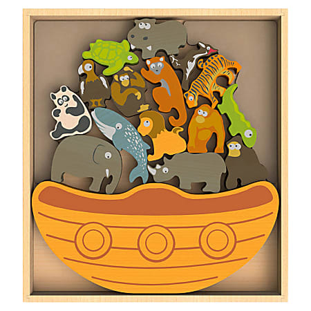 BeginAgain Toys Endangered Animals Boat Game - Learning - Assorted - Wood, Rubberwood, Wood