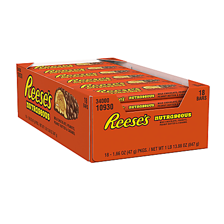 Reese's NutRageous Bars, 1.66-Oz Box, Pack Of 18