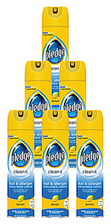 Pledge® Clean It Dust & Allergen Furniture Spray, Lemon Scent, 9.7 Oz Can, Case Of 6