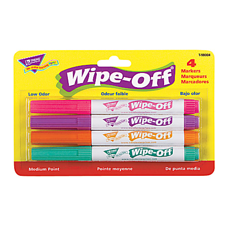 Trend Enterprises Wipe-Off® 4-Color Marker Packs, Bright Colors, Pack Of 6