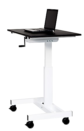Luxor Single Column 40"W Crank Adjustable-Height Standing Desk, Black/Silver