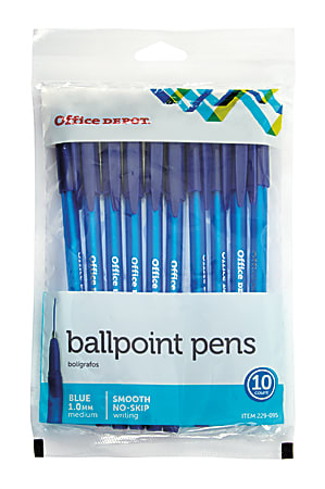Office Depot® Brand Tinted Ballpoint Stick Pens, Medium Point, 1.0 mm, Blue Barrel, Blue Ink, Pack Of 10