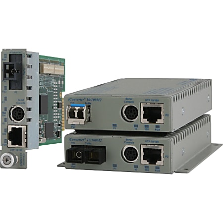 Omnitron iConverter 10/100M2 - Fiber media converter - 100Mb LAN - 10Base-T, 100Base-FX, 100Base-TX - 8903N1W