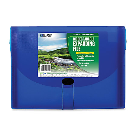 C-Line® 13-Pocket Expanding File, Letter Size, Blue