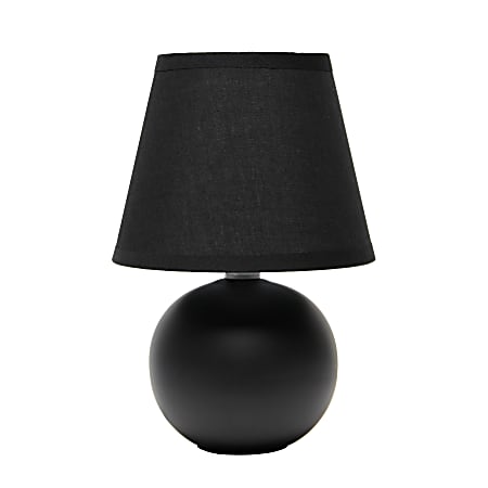 Creekwood Home Nauru Petite Ceramic Orb Table Lamp, 8-5/8"H, Black Shade/Black Base