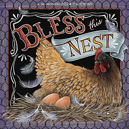 2024 Hopper Studios Monthly Square Wall Calendar, 12" x 12", Bless This Nest, January to December