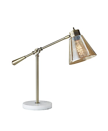 Adesso® Sienna Desk Lamp, 21"H, Amber Shade/White Base