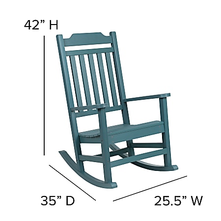 Flash Furniture Winston All Weather Rocking Chair Teal Office Depot