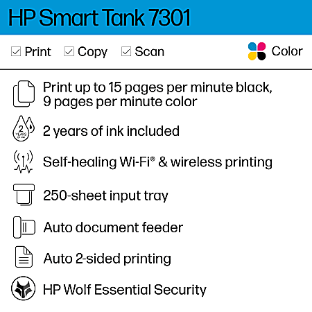 HP Smart Tank 7301 Wireless All in One Ink Tank Printer HP Smart Tank 7301 Wireless All in One Ink Tank Printer