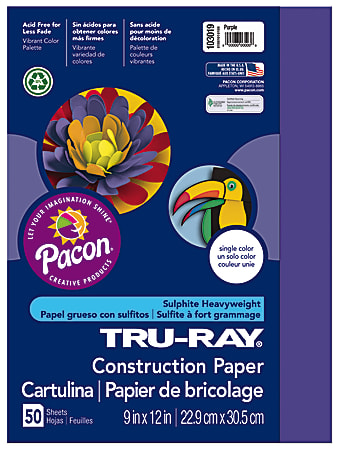 Tru-Ray® Construction Paper, 50% Recycled, 9" x 12", Purple, Pack Of 50