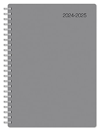 2024-2025 Office Depot® Brand Weekly/Monthly Academic Planner, 5" x 8", 30% Recycled, Gray, July 2024 To June 2025