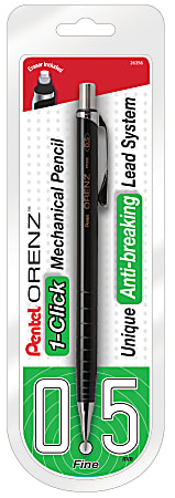 Pentel® Orenz Mechanical Pencil, B Lead, 0.5 mm, Black Barrel, Plastic Packaging