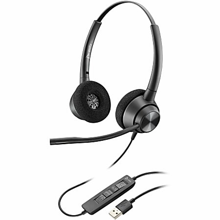 Poly EncorePro 310 Headset - Microsoft Teams Certification - Stereo - USB Type A - Wired - 32 Ohm - 50 Hz - 8 kHz - On-ear - Binaural - Ear-cup - Noise Cancelling, Uni-directional Microphone - Noise Canceling