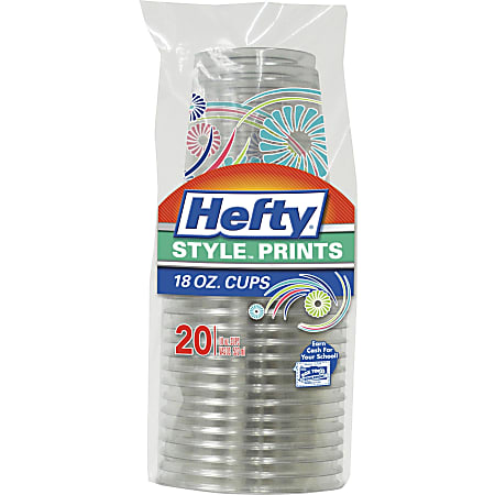 Hefty Style Prints Plastic Cups - 20 / Pack - Clear - Plastic - Cold Drink