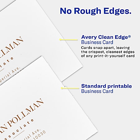 Avery Clean Edge Printable Business Cards With Sure Feed Technology For  Inkjet Printers 2 x 3.5 Glossy White 200 Blank Cards - Office Depot