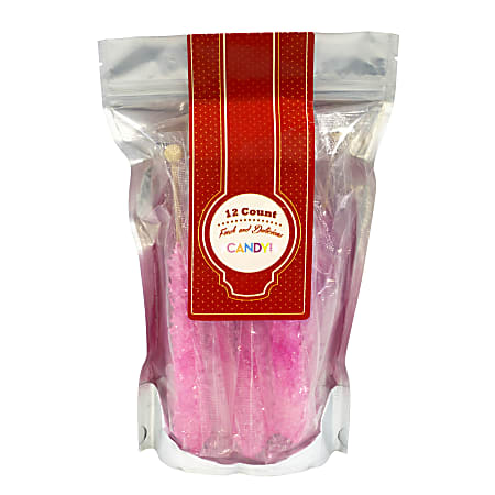 Espeez Rock Candy Sticks, Hot Pink Cherry, Bag Of 12