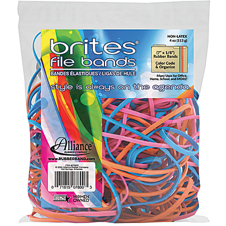 Alliance Rubber® Brites® File Bands, Assorted, Bag Of 50