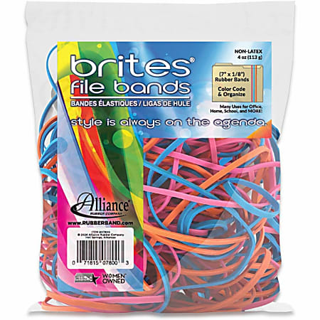 Alliance Rubber® Brites® File Bands, Assorted, Bag Of 50