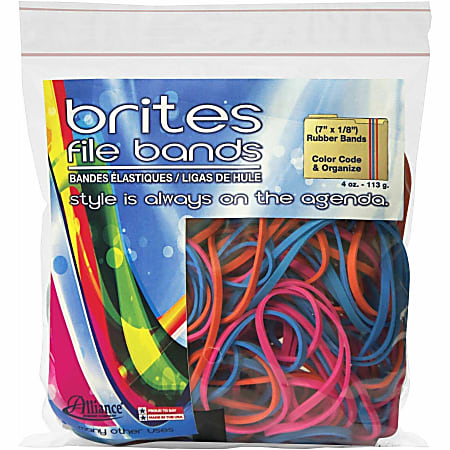 Alliance Rubber® Brites® File Bands, Assorted, Bag Of 50