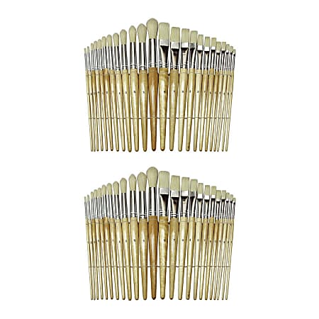 Toddler Paint Brushes 24 Pack, Hog Bristle Round And Flat Preschool Paint  Brushes For Washable Paint Acrylic Paint
