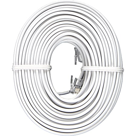 GE RJ-11 Phone Cable - 50 ft RJ-11 Phone Cable for Phone, Modem - First End: 1 x RJ-11 Phone - Male - Second End: 1 x RJ-11 Phone - Male - White