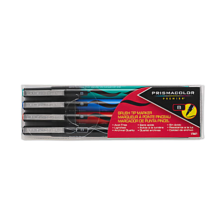 Prismacolor® Premier® Markers, Brush Tip, Assorted Colors, Pack Of 4