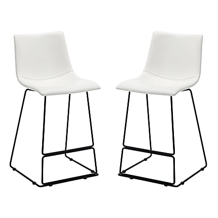 Office Star Nash Fabric Counter Height Stools, White, Set Of 2 Stools