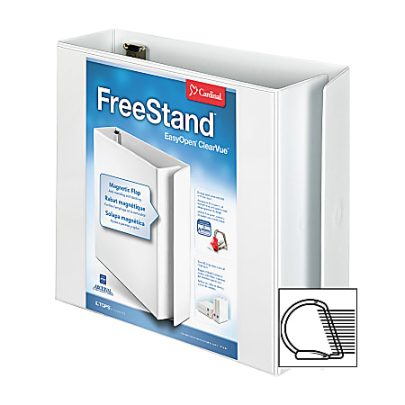 Cardinal® Freestand™ Easy-Open ClearVue™ Locking 3-Ring Binder, 3" Slant Rings, White