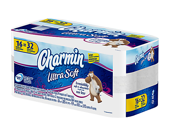 Charmin Ultra Soft Bath Tissue, White, 164 Sheets Per Roll, Pack Of 16 Rolls