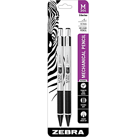 Zebra Pen M 301 Stainless Steel Mechanical Pencils Pack Of 2