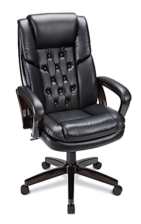 Realspace® Caldwell Executive Bonded Leather High-Back Chair, Black