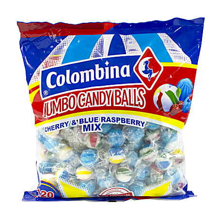 Colombina Jumbo Cherry And Blue Raspberry Balls, 38.1-Oz Bag