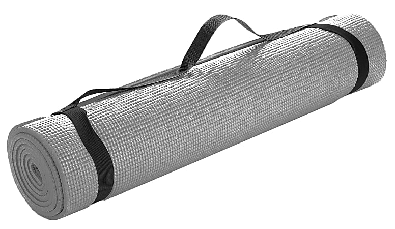 Mind Reader PVC Yoga Mat, 1/4"H x 24"W x 68"D, Gray
