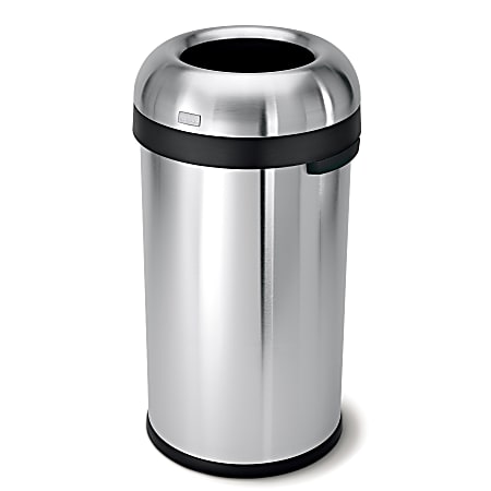 simplehuman®? Bullet Round Metal Open Trash Can, 16 Gallons, 29-4/5"H x 16-1/10"W x 15-4/5"D, Brushed Stainless Steel