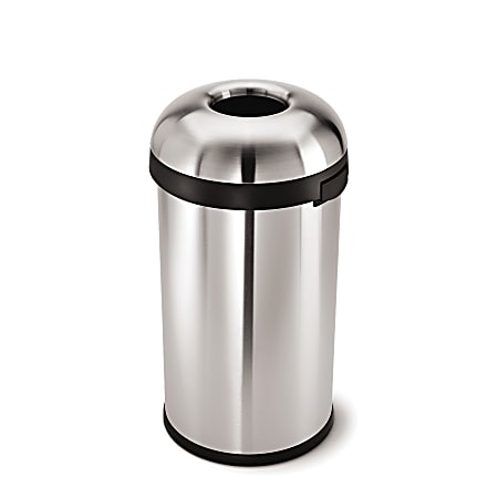 simplehuman Large Brushed Stainless Steel Narrow-Opening Bullet Trash Can, 16 Gallons