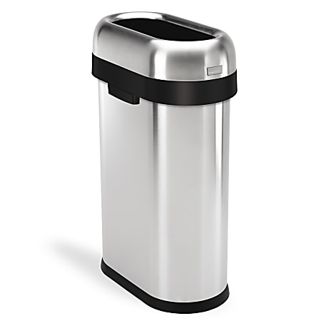 simplehuman Rectangular Open Top Metal Trash Can 2.6 Gallons 13 116 H x 6  14 W x 11 310 D Brushed Stainless Steel - Office Depot