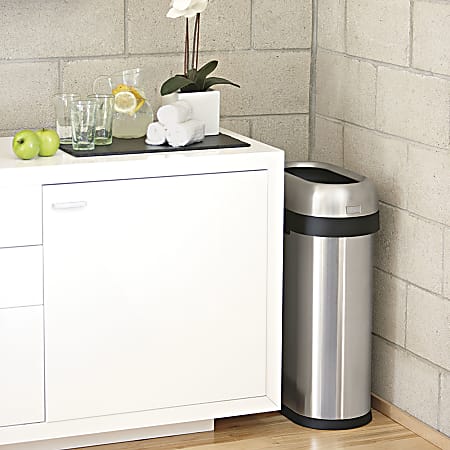 simplehuman Swing Top Commercial Trash Can 14.5 Gallons Brushed Stainless  Steel - Office Depot
