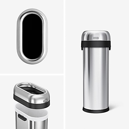 simplehuman Commercial Open Top Trash Can Slim Oval 13 Gallons