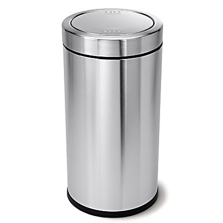 simplehuman® Swing-Top Commercial Trash Can, 14.5 Gallons, Brushed Stainless Steel