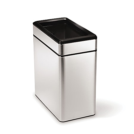 simplehuman Rectangular Open Top Metal Trash Can 2.6 Gallons 13