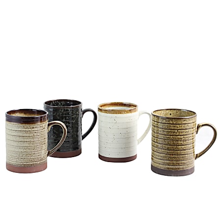 Gibson Home Terra Bella 4-Piece Mug Set, 18.5 Oz, Assorted Colors