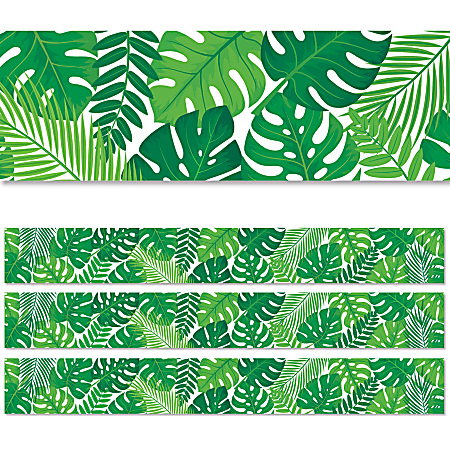 Creative Teaching Press® EZ Borders, Tropical Leaves, 48’ Per Pack, Set Of 3 Packs