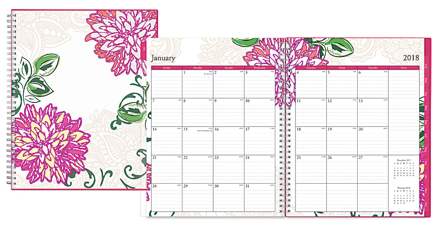 Blue Sky™ Weekly/Monthly Planner, 8 1/2" x 11", 50% Recycled, Dahlia, January to December 2018 (101707)