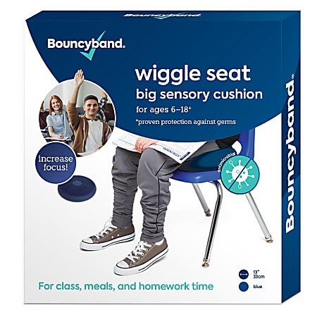 Bouncyband Antimicrobial Big Wiggle Seat Sensory Cushion, 13", Blue 