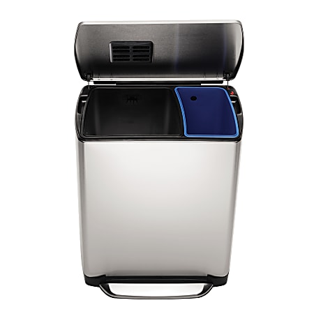 simplehuman Rectangular Fingerprint-Proof Stainless Steel Wide-Step Recycler, 12 Gallons
