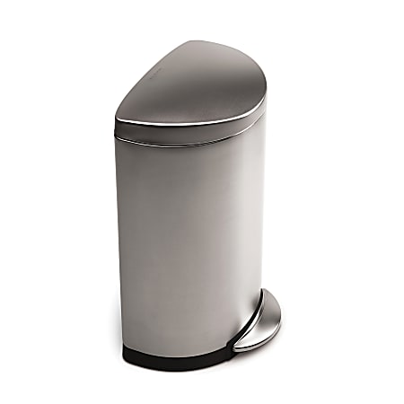 simplehuman® Semi-Round Fingerprint-Proof Step Trash Can, 10.5 Gallons, Brushed Stainless Steel