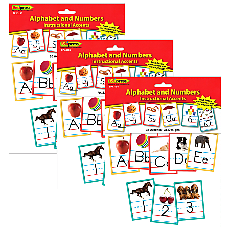 Edupress™ Alphabet And Numbers Accents, 36 Per Pack,