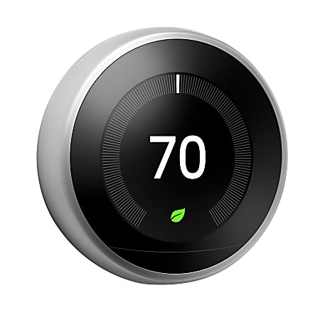 Google™ Nest Programmable Learning Thermostat with Temperature Sensor, 3rd Generation, Stainless Steel